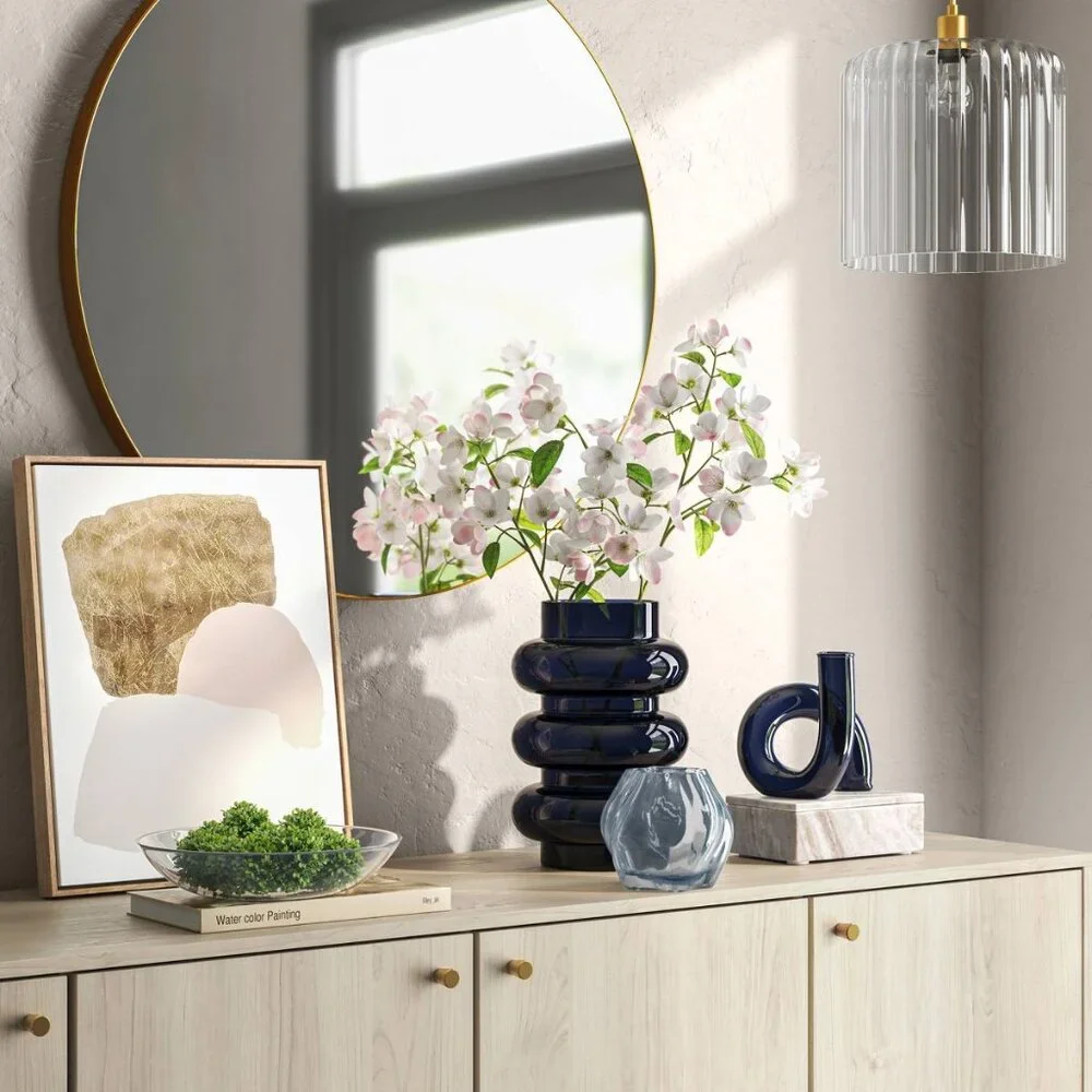 Tall Modern Glass Vase Blue -‎ Threshold Sculptural Decor, Target 2024